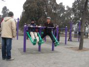 Exercise machines in a park surrounding the Temple of Heaven