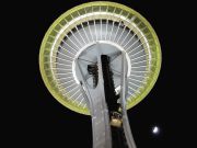 Space Needle, with space elevator, and space moon